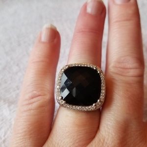 Tacori sterling silver with gold stamp onyx and di